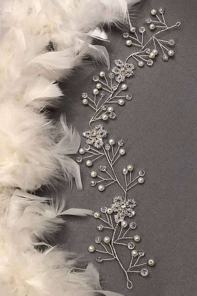 Hobigram Bridal Accessory White Crystal Hair and Turban Accessory – Bridal Accessory, Stylish Design – Bridal Accessory