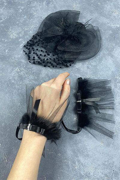 Hobigram Bridal Accessory Vualet Wedding Hat Bridal Accessory and Lina Double Wrist Accessory – Bridal Accessory