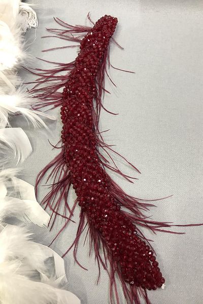 Hobigram Bridal Accessory Burgundy Berlin Crystal Feathered Turban and Hair Accessory – Bridal Accessory, Stylish Design –