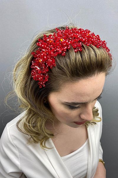 Hobigram Bridal Accessory Burgundy Barbara Model Bridal Henna Crown – Bridal Accessory, Stylish Design, Women's Accessory