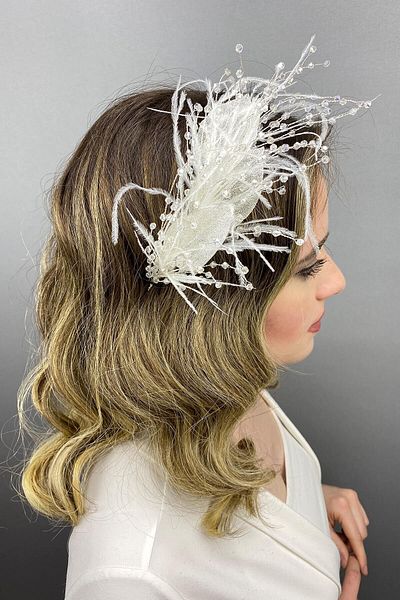 Hobigram Bridal Accessory White Ala Leaf Model Bridal Henna Crown – Bridal Accessory, Stylish Design – Bridal Accessory