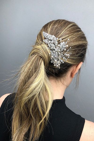 Hobigram Hair Accessory Leaf Pattern Crystal and Pearl Bridal Hair Accessory – Other Hair Accessories – Other S