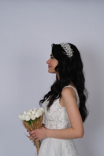 Hobigram Bridal Accessory Cream Rana Side Buckle Bridal Hair and Turban Accessory – Bridal Accessory, Stylish Design