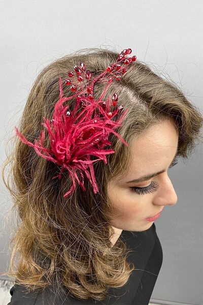 Hobigram Hair Accessory Ozly Feathered Crystal Bridal Hair and Turban Accessory – Other Hair Accessories – Other S
