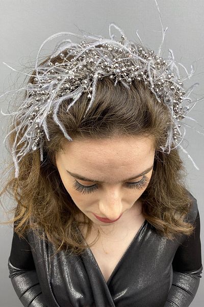 Hobigram Bridal Accessory Anthracite Gray Capella Hair and Turban Accessory – Other Hair Accessories, Stylish Design