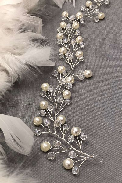 Hobigram Bridal Accessory Hair Accessory with Crystals and Cream Pearls – Bridal Accessory, Stylish Design – Bridal Access