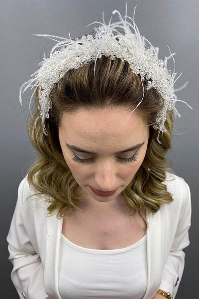 Hobigram Bridal Accessory Transparent Alisa Hair and Turban Accessory – Bridal Accessory, Stylish Design, Women's Accessory
