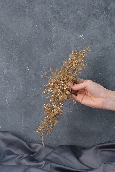 Hobigram Hair Accessory Honey Color I Azra Pearl Beaded Bridal Henna Crown Hair Accessory – Other Hair Accessories