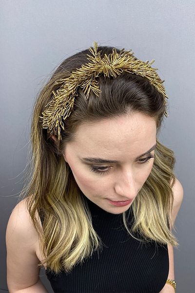 Hobigram Bridal Accessory Copper Yellow Halex Beaded Bridal Hair Accessory – Other Hair Accessories – Other Sa