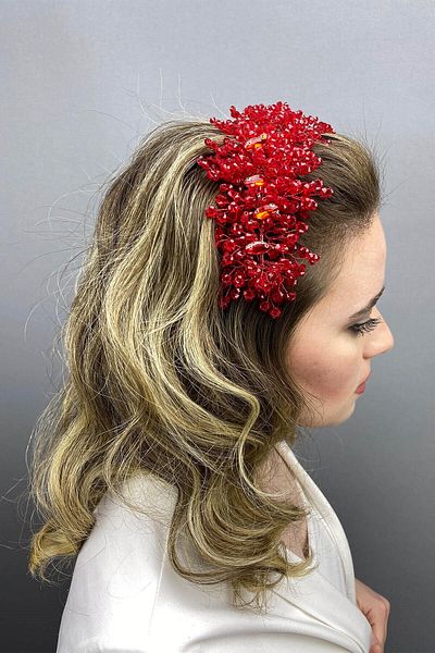 Hobigram Bridal Accessory Burgundy Barbara Model Bridal Henna Crown – Bridal Accessory, Stylish Design, Women's Accessory