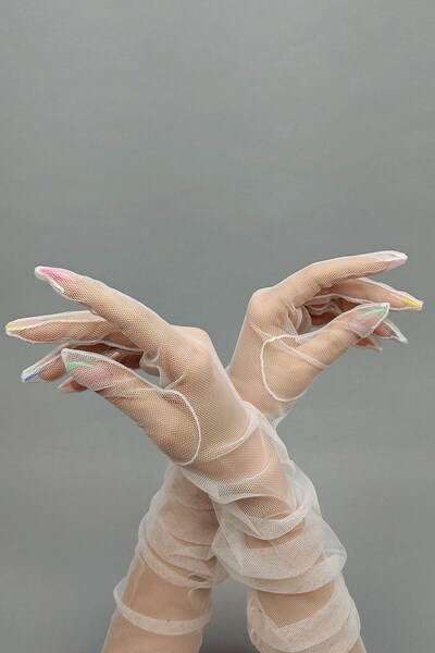 Hobigram Wedding Material White Long Tulle Bridal Gloves – Wedding & Henna & ...
