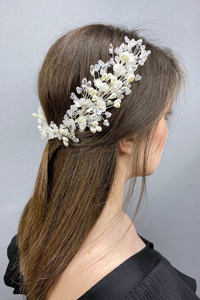 Hobigram Bridal Accessory Cream Berra Model Double Sided Bridal Hair Accessory – Bridal Accessory, Stylish Design –