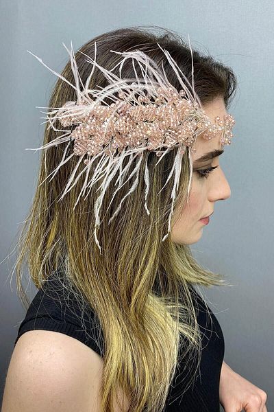 Hobigram Hair Accessory Fliyz Feathered Crystal Bridal Hair and Turban Accessory – Other Hair Accessories – Other