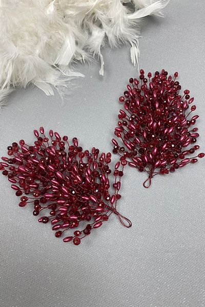 Hobigram Bridal Accessory Burgundy Mila Model Double Sided Hair Accessory – Bridal Accessory, Stylish Design – Bridal
