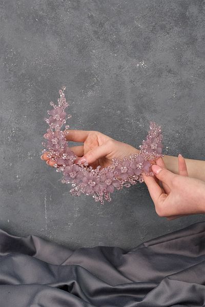 Hobigram Bridal Accessory Lilac Nida Flower Enamel Bridal Crown Hair and Turban Accessory – Bridal Accessory – Bride
