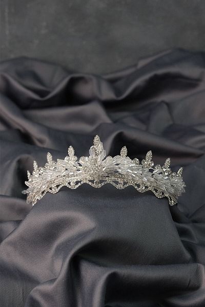 Hobigram Bridal Accessory Shuttle Beaded Almond Bridal Crown – Bridal Accessory, Stylish Design, Women's Accessory – g