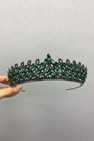 Hobigram Bridal Accessory Green Mia Stone Henna Bridal Crown – Bridal Accessory, Stylish Design, Women's Accessory – g