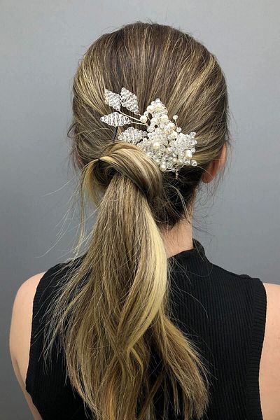 Hobigram Hair Accessory Leaf Pattern Crystal and Pearl Bridal Hair Accessory – Other Hair Accessories – Other S
