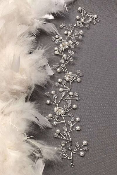 Hobigram Bridal Accessory Cream Pearl Hair Accessory with Crystal – Bridal Accessory, Stylish Design, Women's Accessory