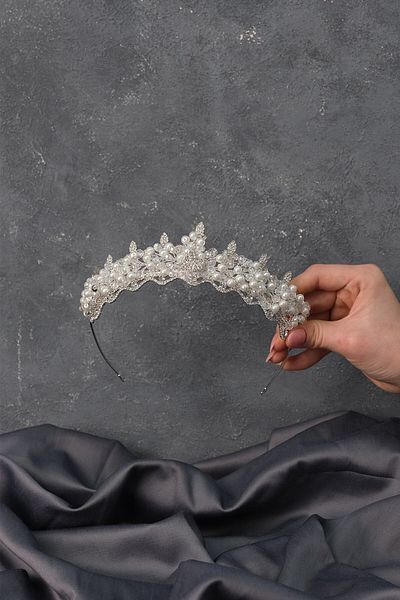 Hobigram Bridal Accessory Pearl Beaded Bade Bridal Crown – Bridal Accessory, Stylish Design, Women's Accessory – Gel
