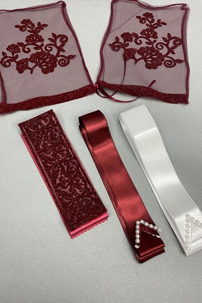 Hobigram Bridal Accessory Glittery Bridal Veil and Jewelry Ribbon Set – Bridal Accessory, Stylish Design – Bridal Accessory
