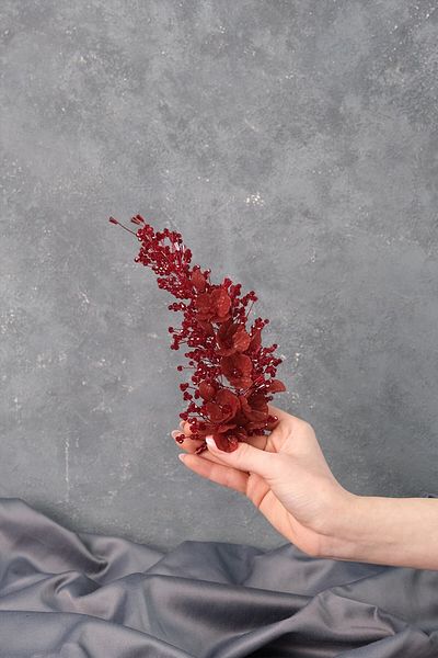 Hobigram إكسسوار العروس تاج هينا للعروس مطرز بالزهور من بيرغن باللون الأحمر الداكن - إكسسوار العروس، تصميم أنيق - Geli
