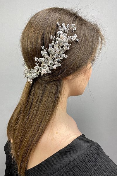 Hobigram Bridal Accessory Gray Berra Model Double Sided Bridal Hair Accessory – Bridal Accessory, Stylish Design – g