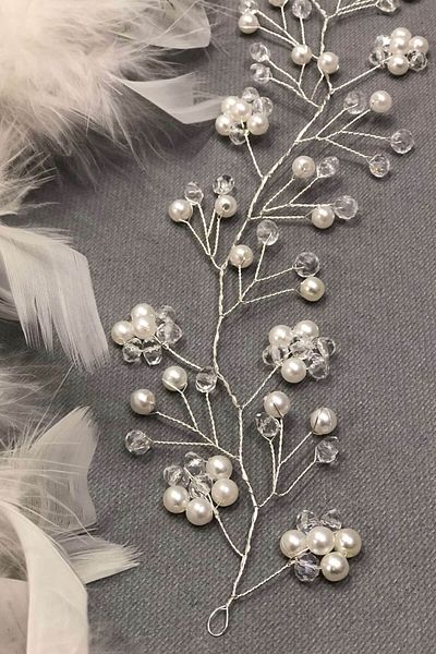 Hobigram Bridal Accessory Cream Pearl and Crystal Hair Accessory – Bridal Accessory, Stylish Design, Women's Accessory
