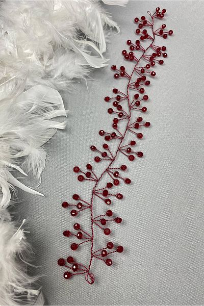 Hobigram Bridal Accessory Burgundy Color Vella Beaded Bridal Crown Hair Accessory – Bridal Accessory, Stylish Design –