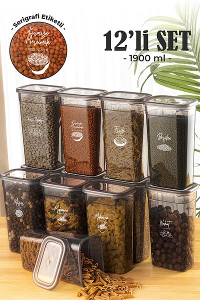 Vienev 12-Piece 1.9-Liter - Peggy Rectangular Storage Set with Screen Printing Label