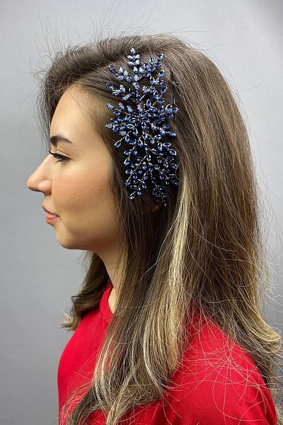 Hobigram Bridal Accessory Navy Blue Island Model Scalloped Hair Accessory – Bridal Accessory, Stylish Design – Bridal Accessory