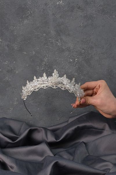 Hobigram Bridal Accessory Silver Crystal Beaded Bade Bridal Tiara – Bridal Accessory, Stylish Design – Bridal Access