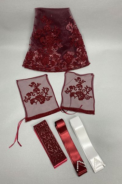 Hobigram Bridal Accessory Glittery Bridal Veil and Jewelry Ribbon Set – Bridal Accessory, Stylish Design – Bridal Accessory