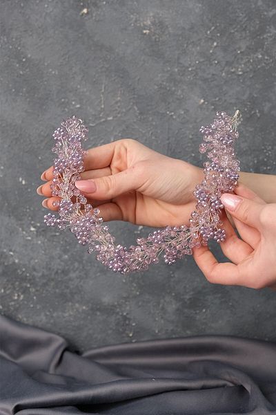Hobigram Bridal Accessory Lilac Duru Beaded Bridal Crown Hair and Turban Accessory – Bridal Accessory, Stylish Design