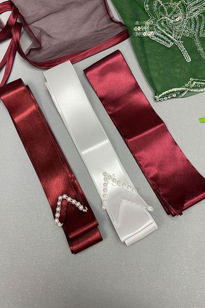 Hobigram Bridal Accessory Piping Bridal Veil Groom's Veil and Jewelry Ribbon Set – Bridal Accessory, Stylish Design
