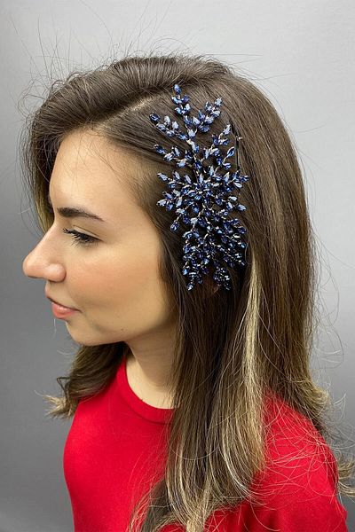 Hobigram Bridal Accessory Navy Blue Island Model Scalloped Hair Accessory – Bridal Accessory, Stylish Design – Bridal Accessory
