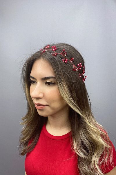 Hobigram Bridal Accessory Red Arya Spring Branch Bridal Hair Accessory – Bridal Accessory, Stylish Design – Bridal