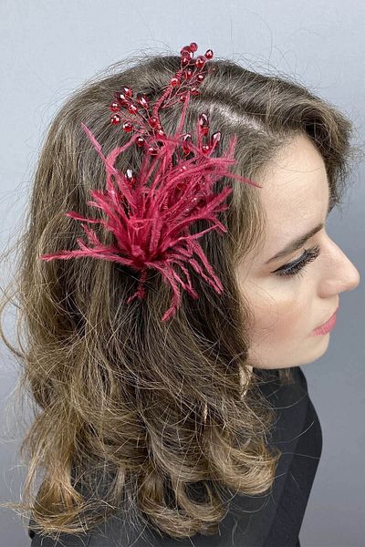 Hobigram Hair Accessory Ozly Feathered Crystal Bridal Hair and Turban Accessory – Other Hair Accessories – Other S