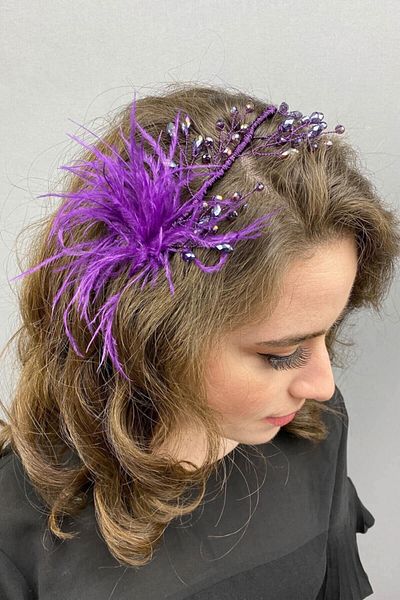 Hobigram Hair Accessory Ozly Feathered Crystal Bridal Hair and Turban Accessory – Other Hair Accessories – Other S