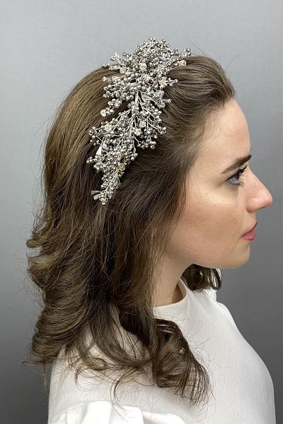 Hobigram Bridal Accessory Silver Gray Rastaban Crystal Stone Henna and Bridal Crown – Bridal Accessory, Stylish Design