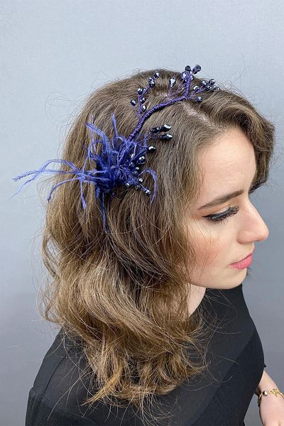 Hobigram Hair Accessory Ozly Feathered Crystal Bridal Hair and Turban Accessory – Other Hair Accessories – Other S