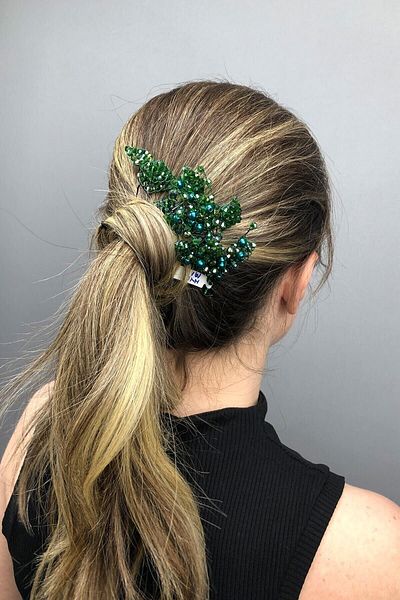 Hobigram Hair Accessory Women's Leaf Pattern Crystal and Pearl Bridal Hair Accessory – Other Hair Accessories – D