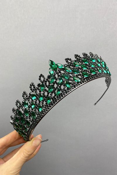 Hobigram Bridal Accessory Green Mia Stone Henna Bridal Crown – Bridal Accessory, Stylish Design, Women's Accessory – g