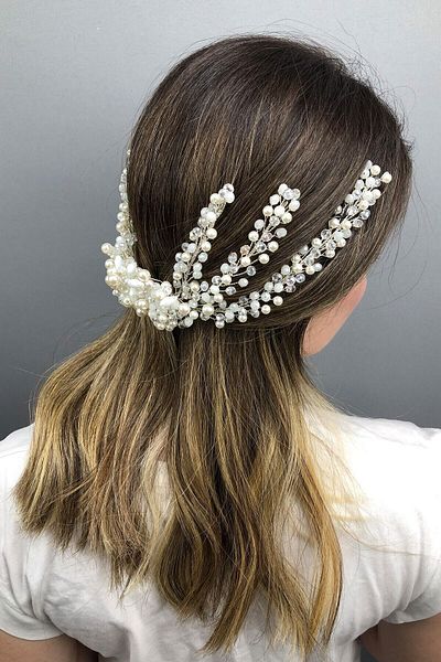 Hobigram Hair Accessory Cream Color Lera Crystal Bridal Crown Hair Accessory – Other Hair Accessories – Other Sa
