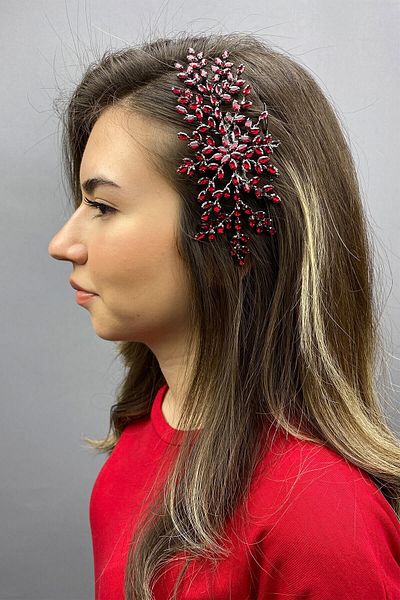 Hobigram Bridal Accessory Burgundy Island Model Scalloped Hair Accessory – Bridal Accessory, Stylish Design – Bridal Accesso