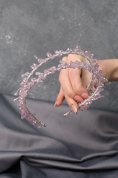 Hobigram Bridal Accessory Lilac Talya Double Row Beaded Bridal Henna Crown – Bridal Accessory, Stylish Design – Ge