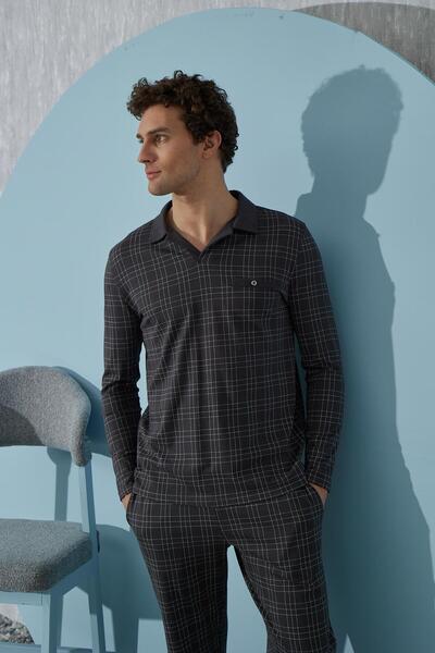 Sevim Чоловічий піжамний комплект з довгими рукавами, колір димчастий C9T4N4O7