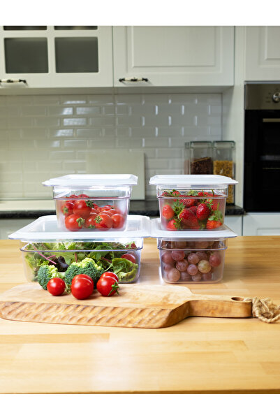 CAMBRO Mühürlü Kapaklı 4 Parça Gıda Saklama Kabı Seti 5,9l, 3,6l, 2,5l