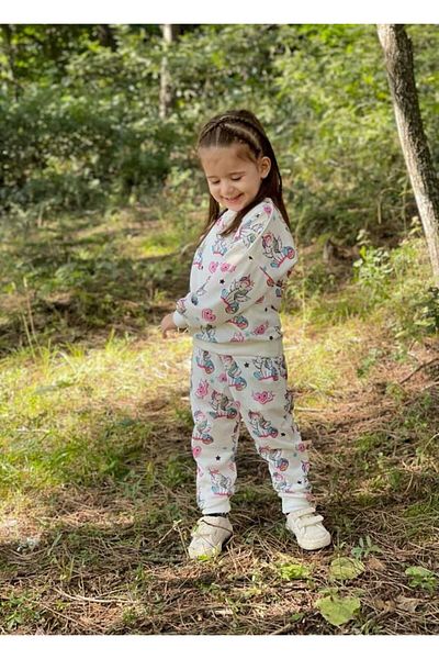 BUUFUU Girl's Pink Unicor Under-Top Set 2-8 Years