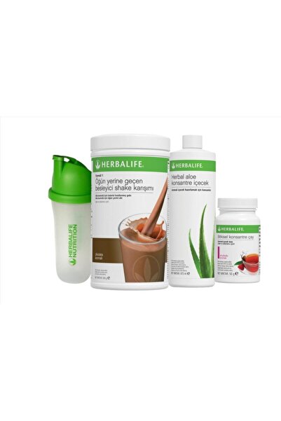 Herbalife Başlangıç Seti 1 Ad. Çikolata Shake 1 Ad. Aloevera 1 Ad. Ahududu Çay 50 gr 1 Ad. Shaker
